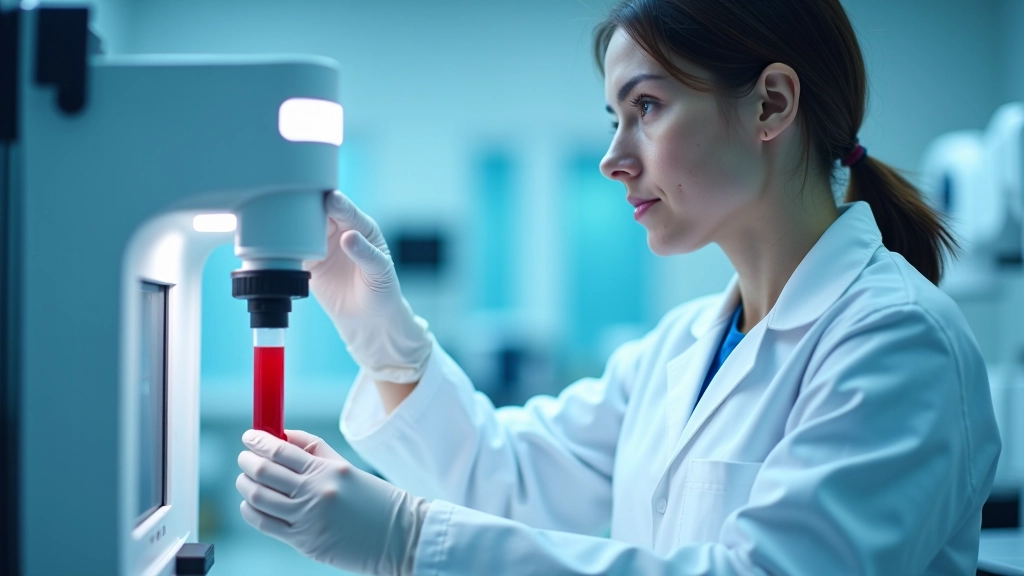 Medicinos laboratorija - technologijos skaitiklis analizuoja kraujo mėginį